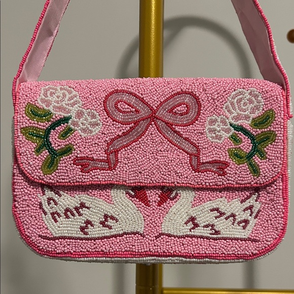 Francesca's Collections Pink Floral Embroidered Shoulder Bag - Picture 2 of 5
